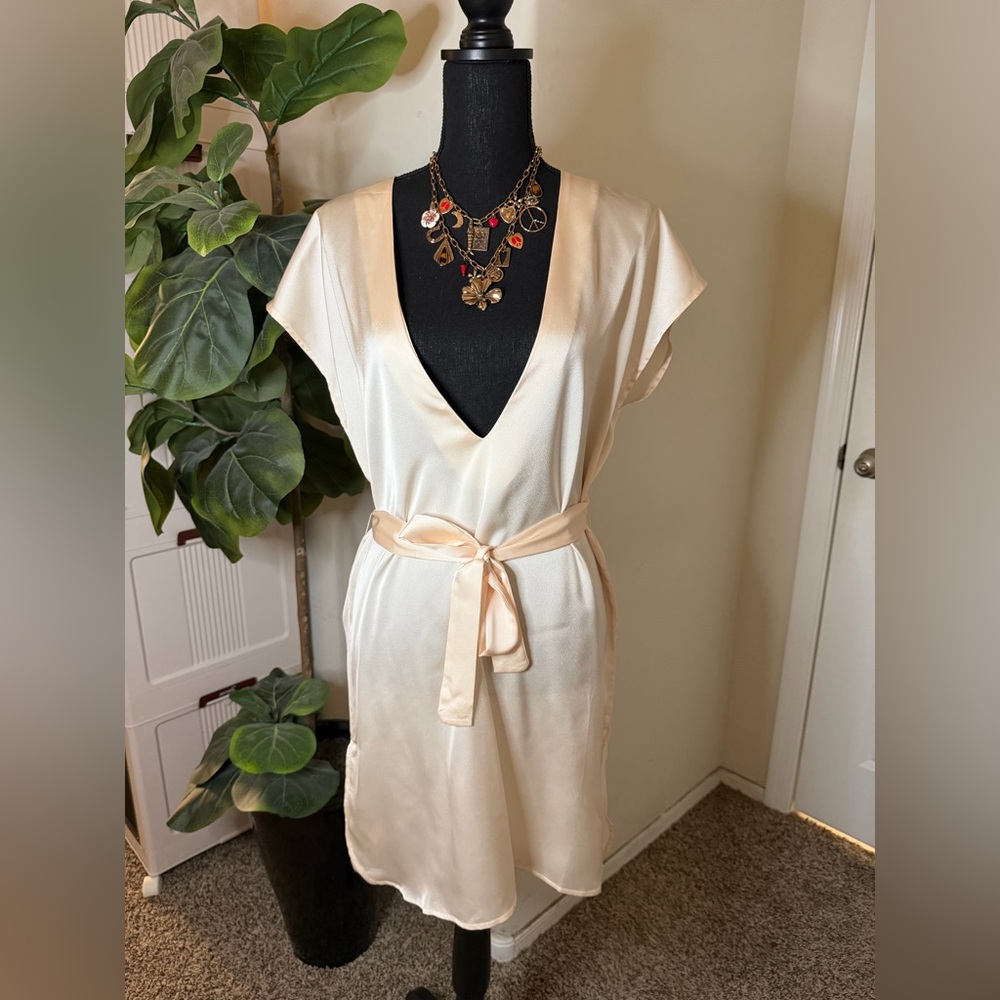LBLC the Label Cream Satin Mini Dress